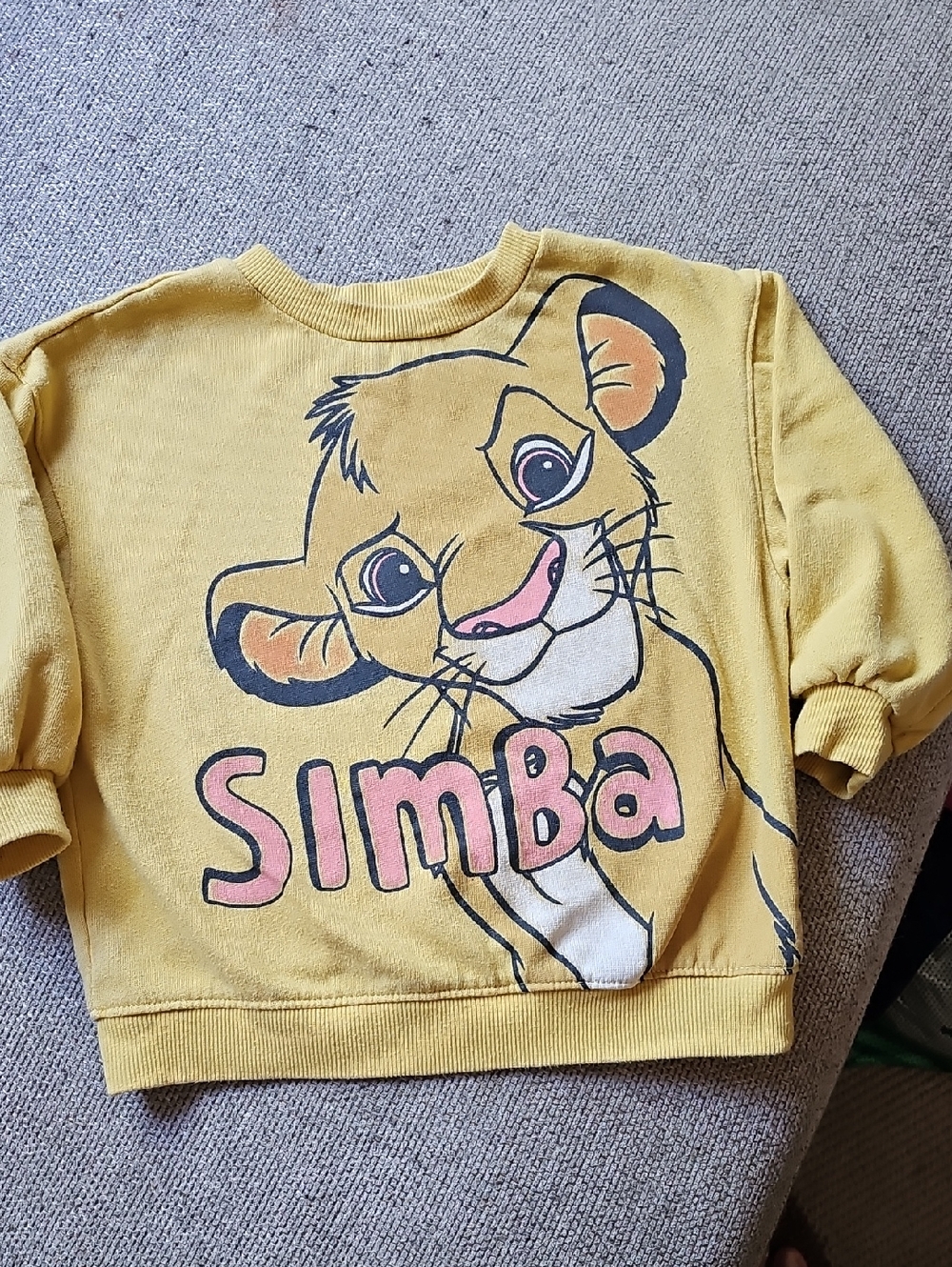 Disney Yellow Simba Graphic Kids Sweatshirt with Pink Accents